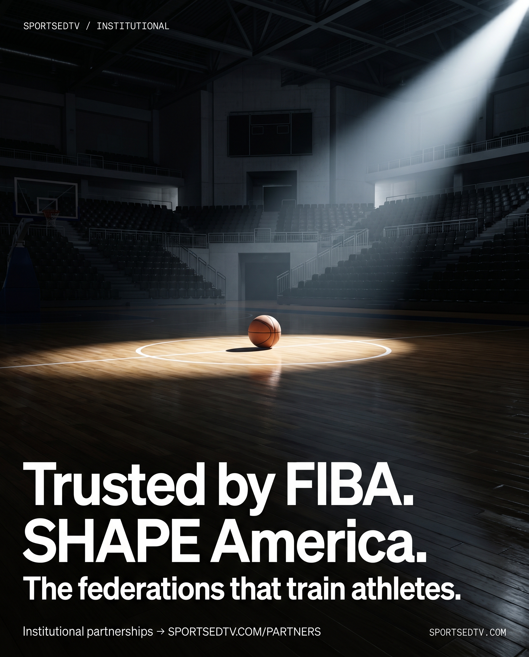 Concept B1 — Trusted by FIBA, SHAPE America, and the Olympic federations